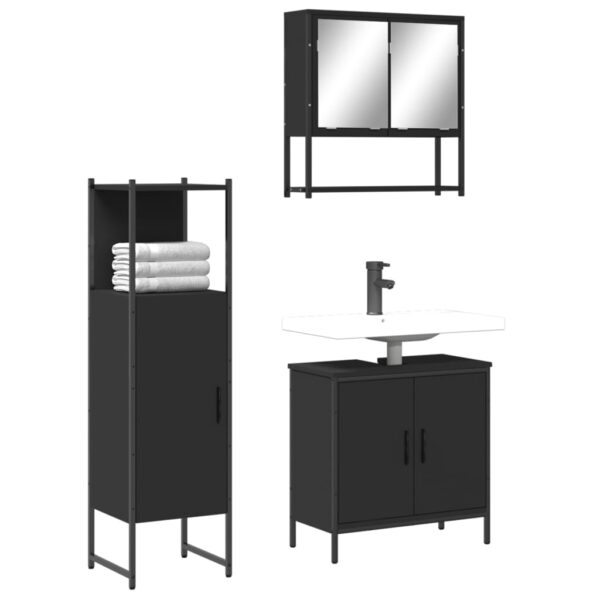 vidaXL 3 Piece Bathroom Furniture Set Black Engineered Wood