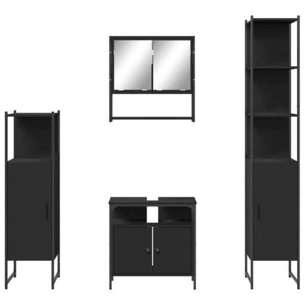 vidaXL 4 Piece Bathroom Furniture Set Black Engineered Wood - Image 6