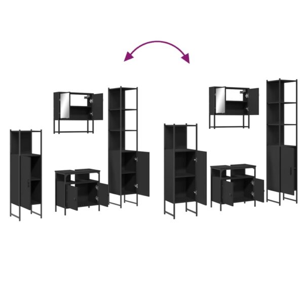 vidaXL 4 Piece Bathroom Furniture Set Black Engineered Wood - Image 9