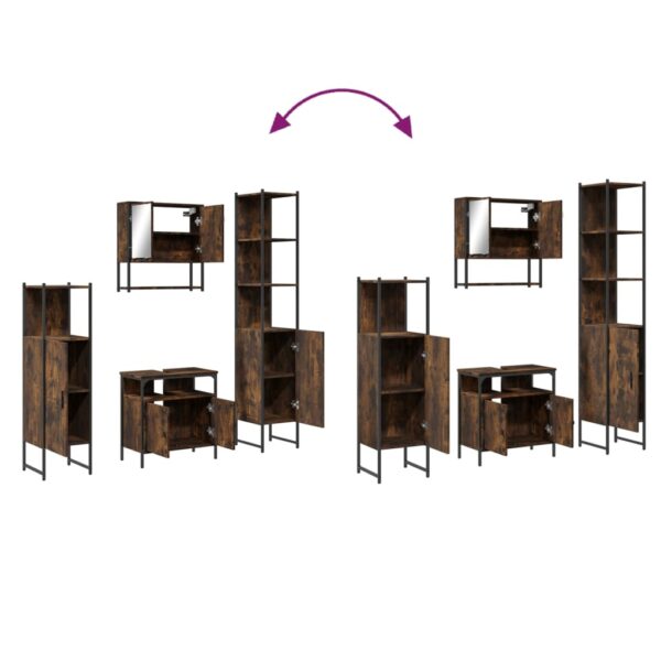 vidaXL 4 Piece Bathroom Furniture Set Smoked Oak Engineered Wood - Image 9