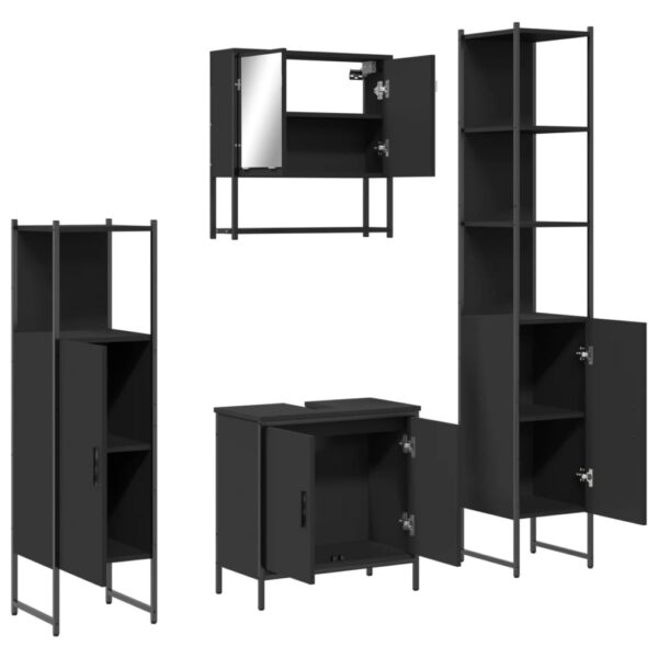 vidaXL 4 Piece Bathroom Furniture Set Black Engineered Wood - Image 5