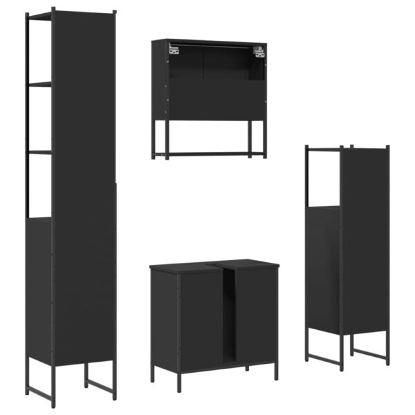 vidaXL 4 Piece Bathroom Furniture Set Black Engineered Wood - Image 8