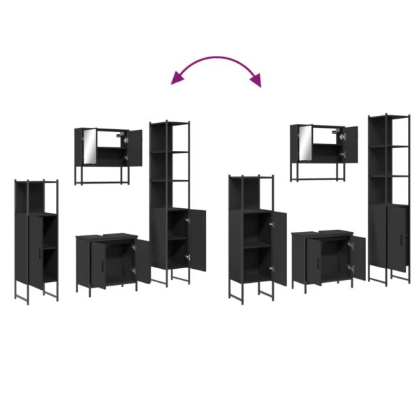 vidaXL 4 Piece Bathroom Furniture Set Black Engineered Wood - Image 9