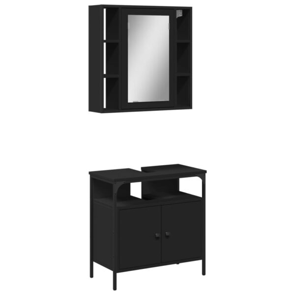 vidaXL 2 Piece Bathroom Furniture Set Black Engineered Wood - Image 2