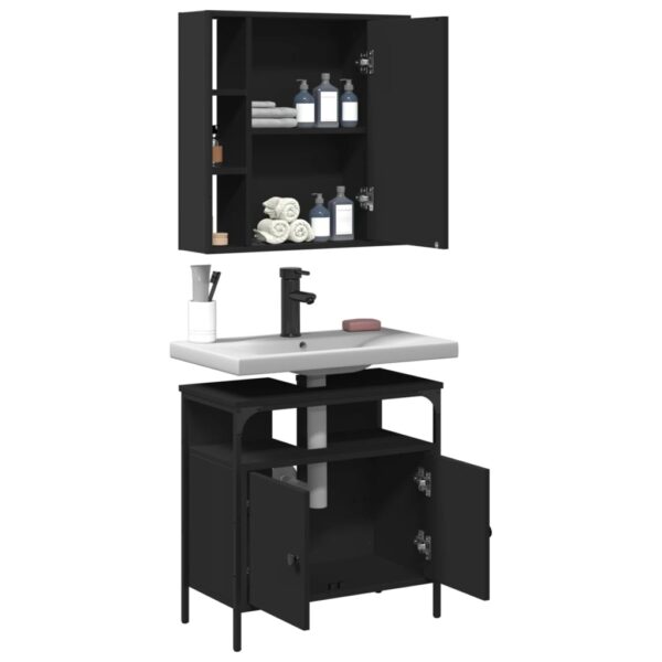 vidaXL 2 Piece Bathroom Furniture Set Black Engineered Wood - Image 4