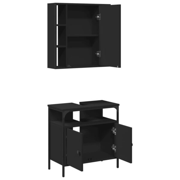 vidaXL 2 Piece Bathroom Furniture Set Black Engineered Wood - Image 5