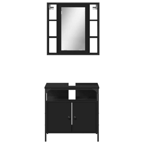 vidaXL 2 Piece Bathroom Furniture Set Black Engineered Wood - Image 6