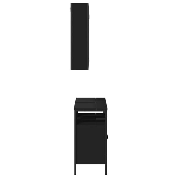 vidaXL 2 Piece Bathroom Furniture Set Black Engineered Wood - Image 7