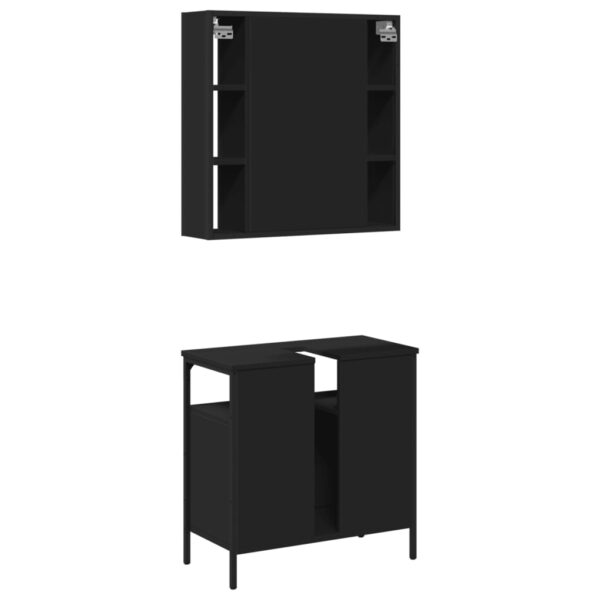 vidaXL 2 Piece Bathroom Furniture Set Black Engineered Wood - Image 8