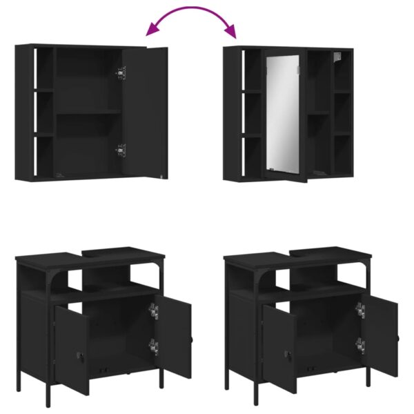 vidaXL 2 Piece Bathroom Furniture Set Black Engineered Wood - Image 9