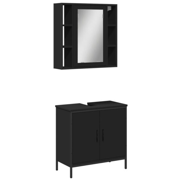 vidaXL 2 Piece Bathroom Furniture Set Black Engineered Wood - Image 2