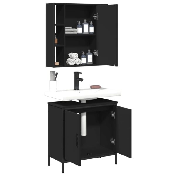 vidaXL 2 Piece Bathroom Furniture Set Black Engineered Wood - Image 4