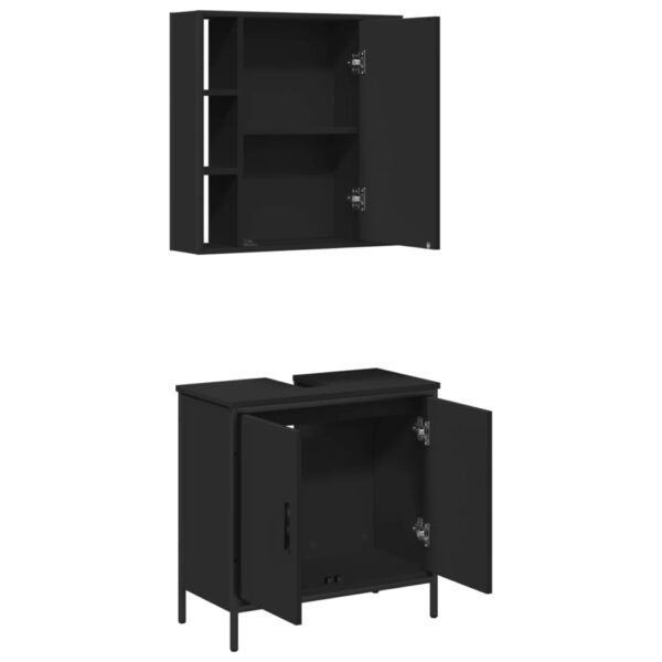 vidaXL 2 Piece Bathroom Furniture Set Black Engineered Wood - Image 5