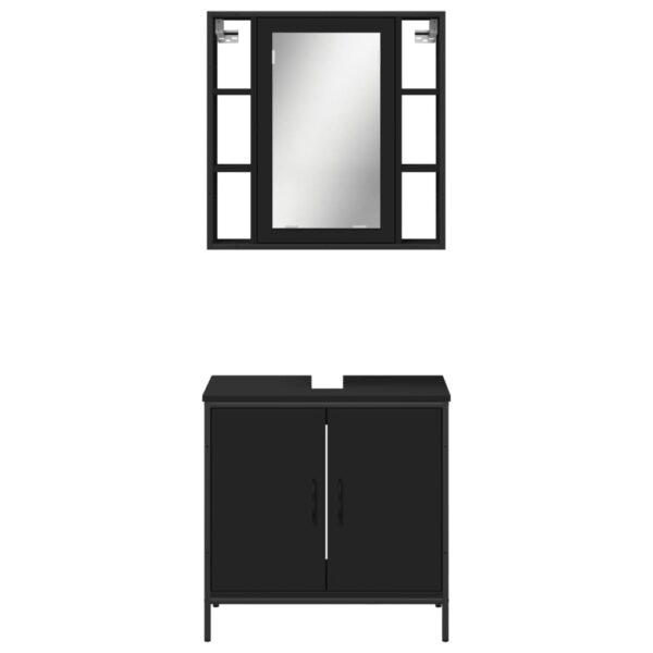 vidaXL 2 Piece Bathroom Furniture Set Black Engineered Wood - Image 6