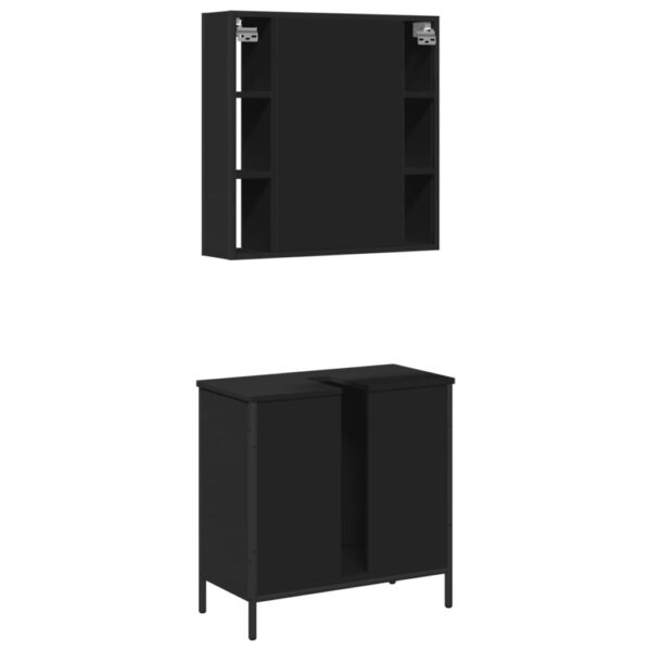 vidaXL 2 Piece Bathroom Furniture Set Black Engineered Wood - Image 8