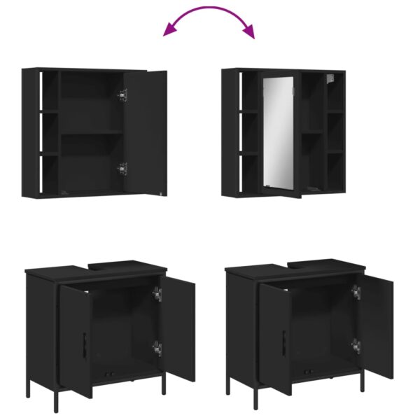 vidaXL 2 Piece Bathroom Furniture Set Black Engineered Wood - Image 9