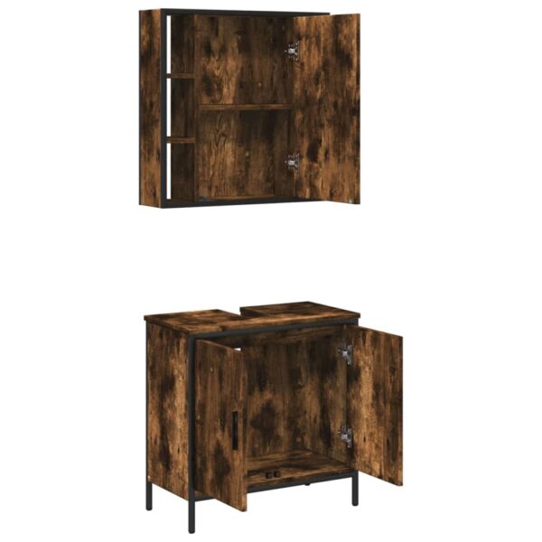 vidaXL 2 Piece Bathroom Furniture Set Smoked Oak Engineered Wood - Image 5