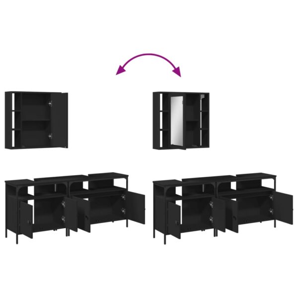 vidaXL 3 Piece Bathroom Cabinet Set Black Engineered Wood - Image 9