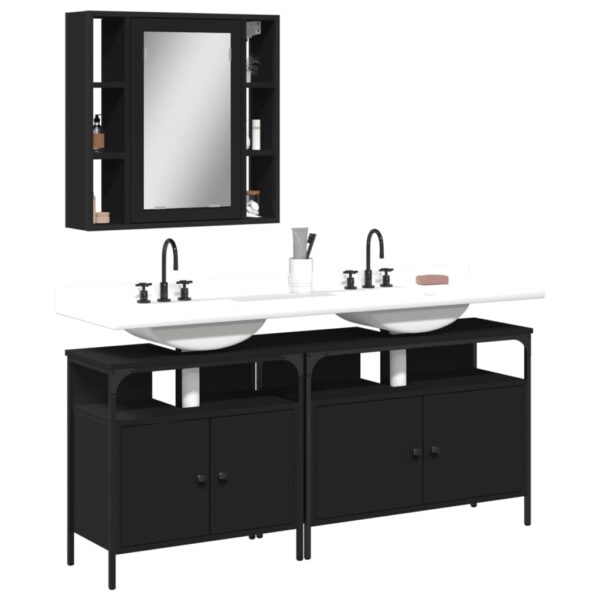 vidaXL 3 Piece Bathroom Cabinet Set Black Engineered Wood