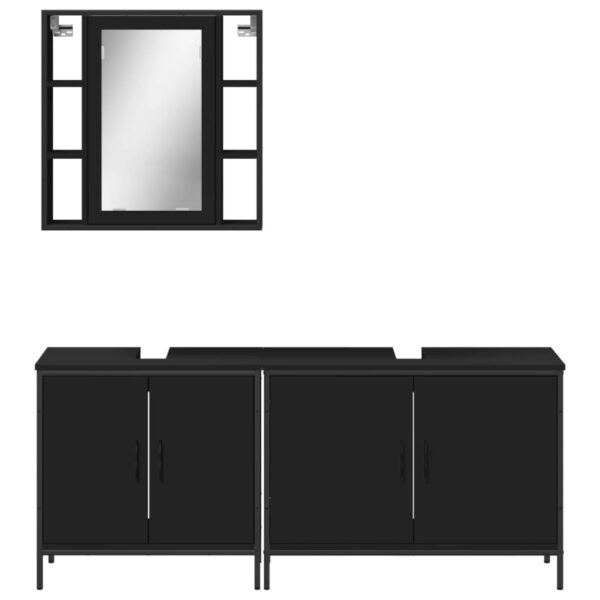 vidaXL 3 Piece Bathroom Cabinet Set Black Engineered Wood - Image 6