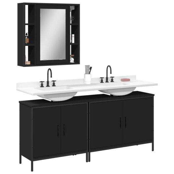 vidaXL 3 Piece Bathroom Cabinet Set Black Engineered Wood