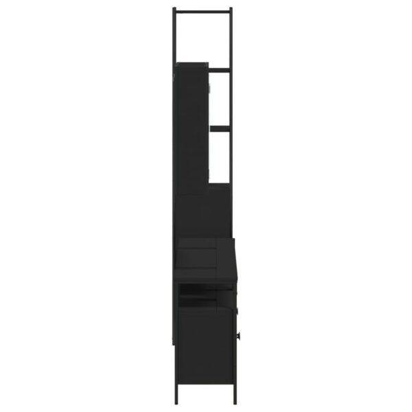 vidaXL 4 Piece Bathroom Cabinet Set Black Engineered Wood - Image 7