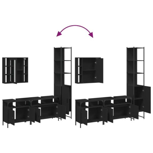 vidaXL 4 Piece Bathroom Cabinet Set Black Engineered Wood - Image 9