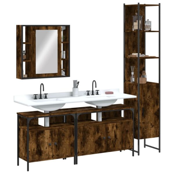 vidaXL 4 Piece Bathroom Cabinet Set Smoked Oak Engineered Wood