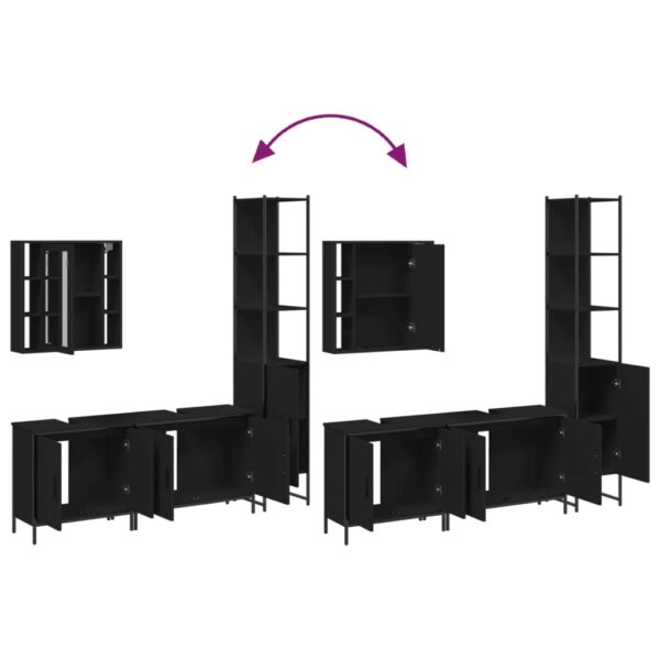 vidaXL 4 Piece Bathroom Cabinet Set Black Engineered Wood - Image 9