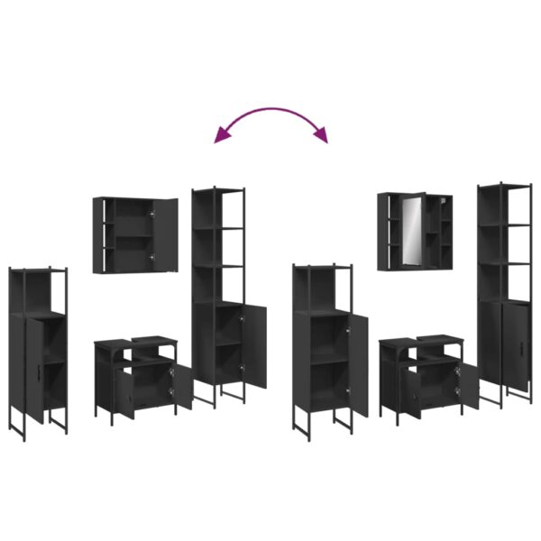 vidaXL 4 Piece Bathroom Cabinet Set Black Engineered Wood - Image 9