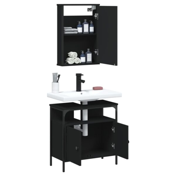 vidaXL 2 Piece Bathroom Furniture Set Black Engineered Wood - Image 4