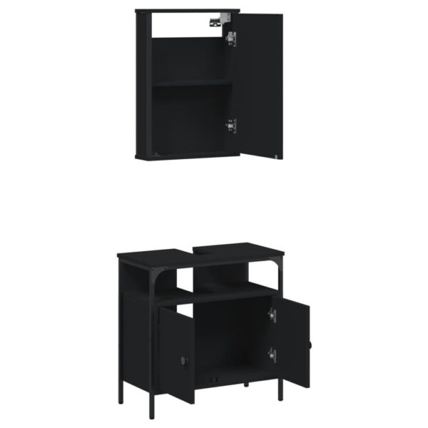 vidaXL 2 Piece Bathroom Furniture Set Black Engineered Wood - Image 5