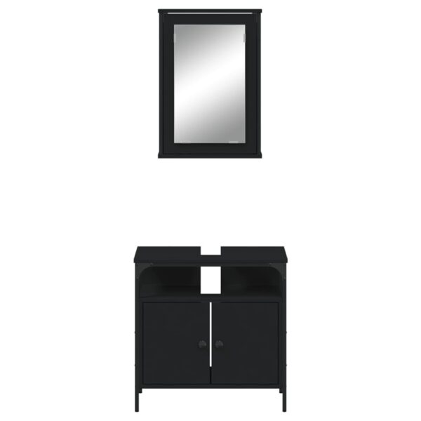 vidaXL 2 Piece Bathroom Furniture Set Black Engineered Wood - Image 6