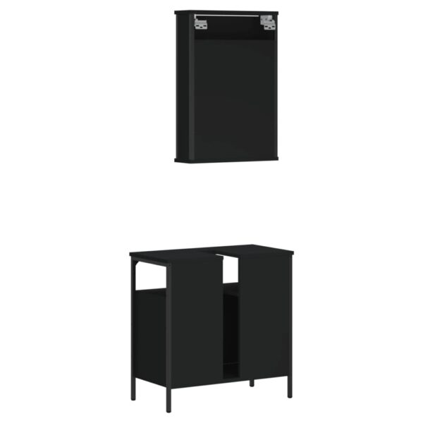 vidaXL 2 Piece Bathroom Furniture Set Black Engineered Wood - Image 8