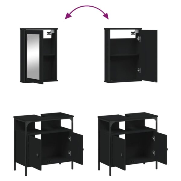 vidaXL 2 Piece Bathroom Furniture Set Black Engineered Wood - Image 9