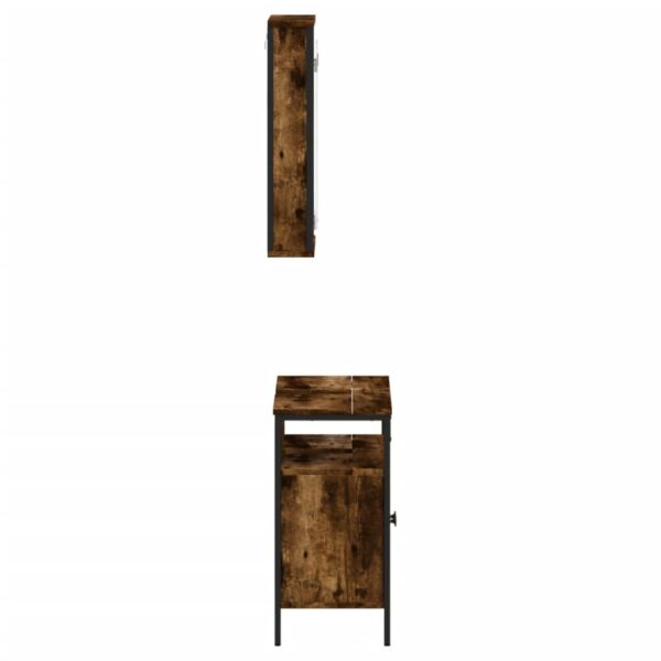 vidaXL 2 Piece Bathroom Furniture Set Smoked Oak Engineered Wood - Image 7