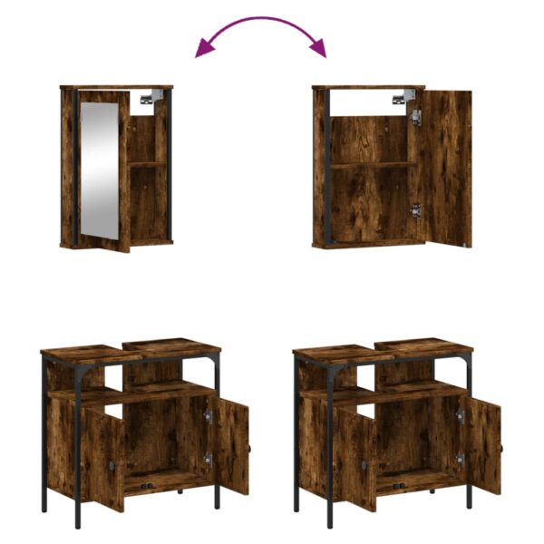 vidaXL 2 Piece Bathroom Furniture Set Smoked Oak Engineered Wood - Image 9