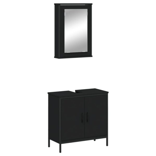 vidaXL 2 Piece Bathroom Furniture Set Black Engineered Wood - Image 2