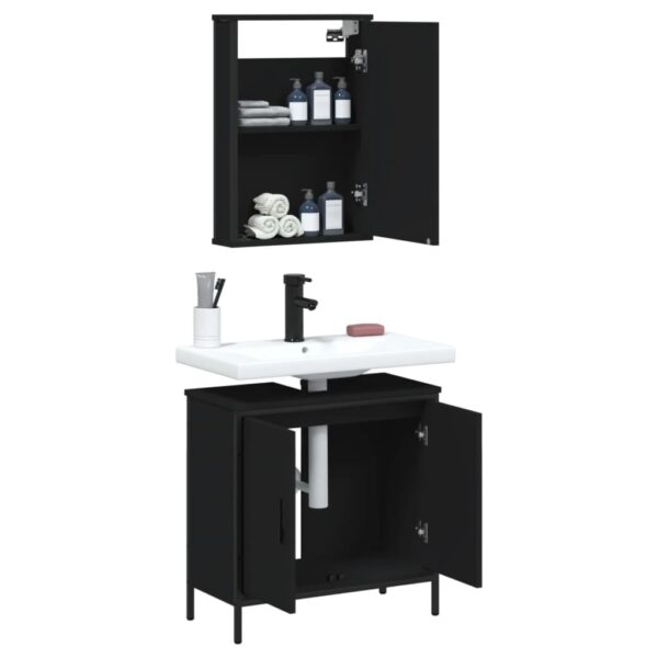 vidaXL 2 Piece Bathroom Furniture Set Black Engineered Wood - Image 4