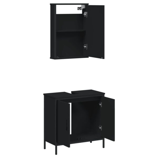 vidaXL 2 Piece Bathroom Furniture Set Black Engineered Wood - Image 5