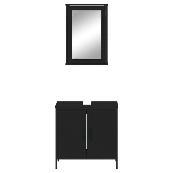 vidaXL 2 Piece Bathroom Furniture Set Black Engineered Wood - Image 6