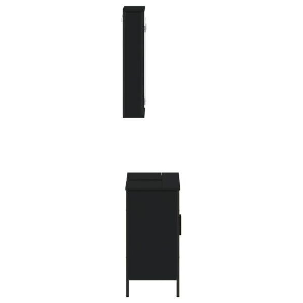 vidaXL 2 Piece Bathroom Furniture Set Black Engineered Wood - Image 7