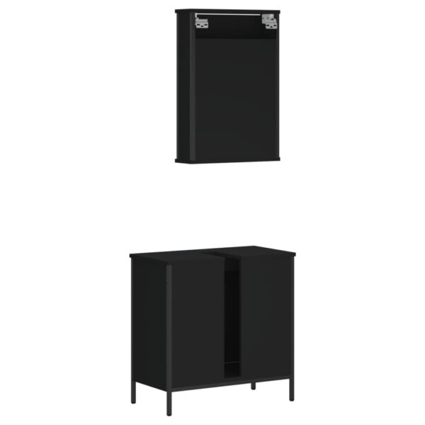 vidaXL 2 Piece Bathroom Furniture Set Black Engineered Wood - Image 8