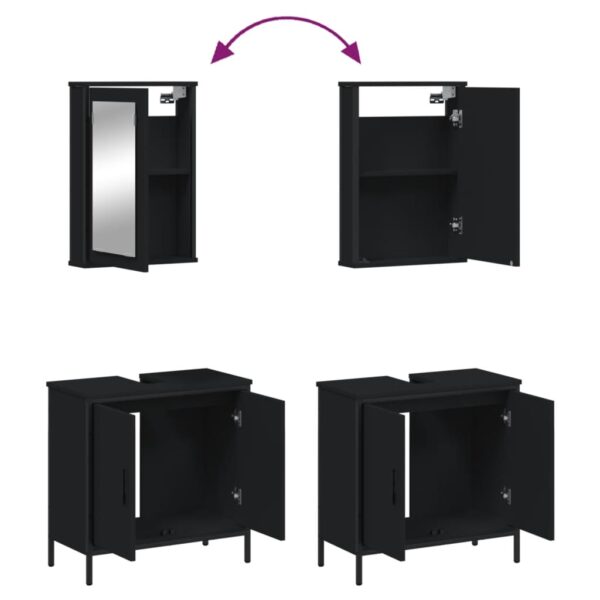 vidaXL 2 Piece Bathroom Furniture Set Black Engineered Wood - Image 9