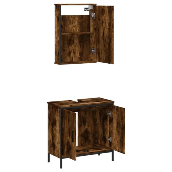 vidaXL 2 Piece Bathroom Furniture Set Smoked Oak Engineered Wood - Image 5