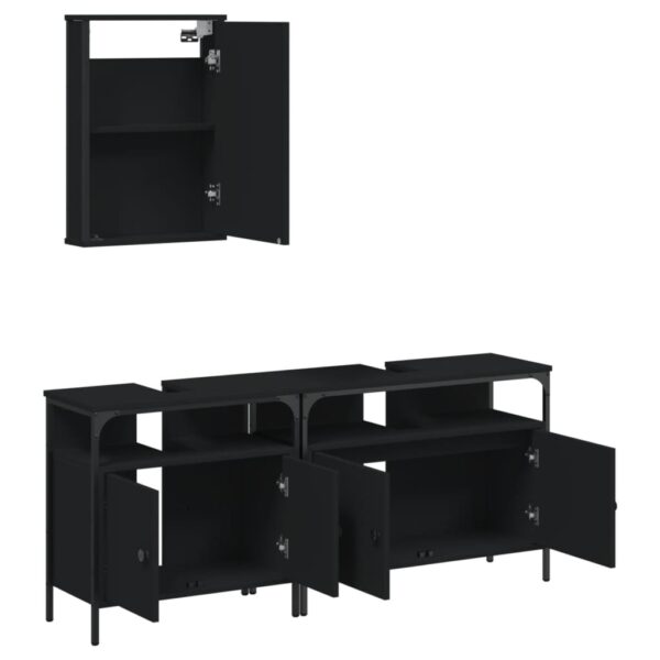 vidaXL 3 Piece Bathroom Furniture Set Black Engineered Wood - Image 5