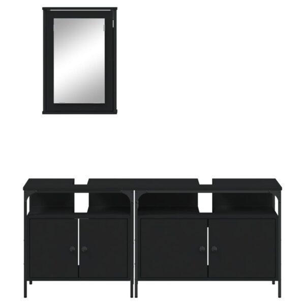 vidaXL 3 Piece Bathroom Furniture Set Black Engineered Wood - Image 6