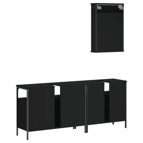 vidaXL 3 Piece Bathroom Furniture Set Black Engineered Wood - Image 8