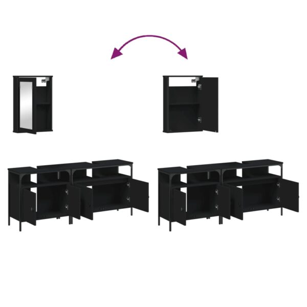 vidaXL 3 Piece Bathroom Furniture Set Black Engineered Wood - Image 9