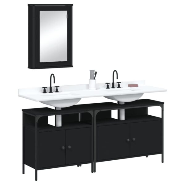 vidaXL 3 Piece Bathroom Furniture Set Black Engineered Wood